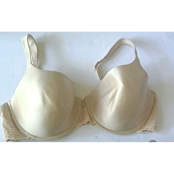 Maidenform Push Up Bra Size 42D Beige Lace Underwire Padded Full Coverage - Picture 2 of 6